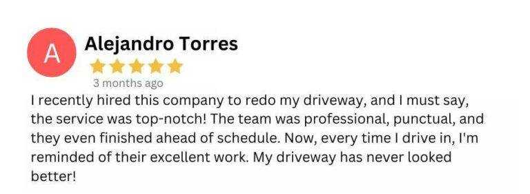Customer review for Fayetteville Concrete Pros